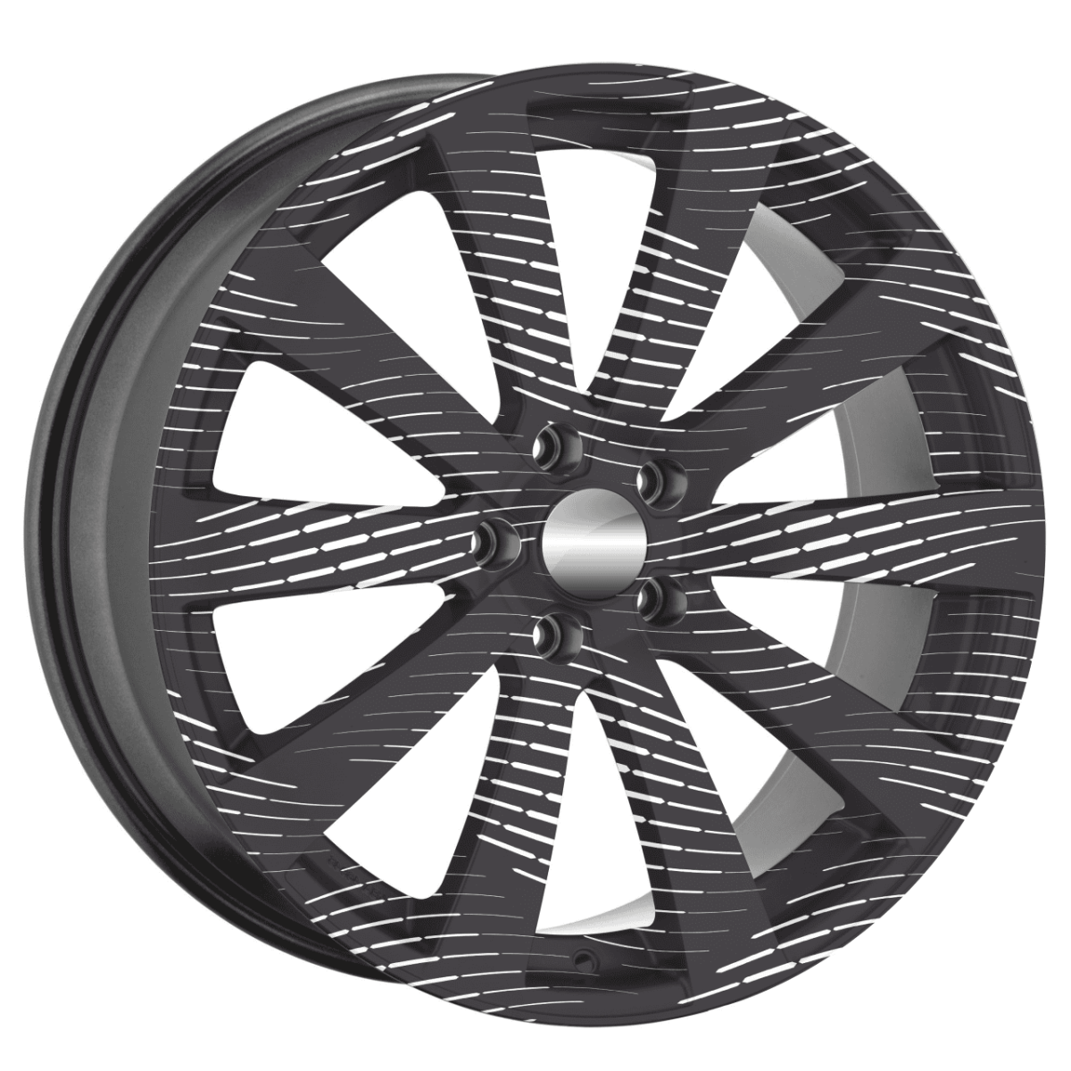 Set 4 Folii Imprimate Outdoor Cu Ecosolvent, Autoadezive, Pentru Decorarea Jantelor Auto, Dimetru 60 Cm, Model Fjt-23