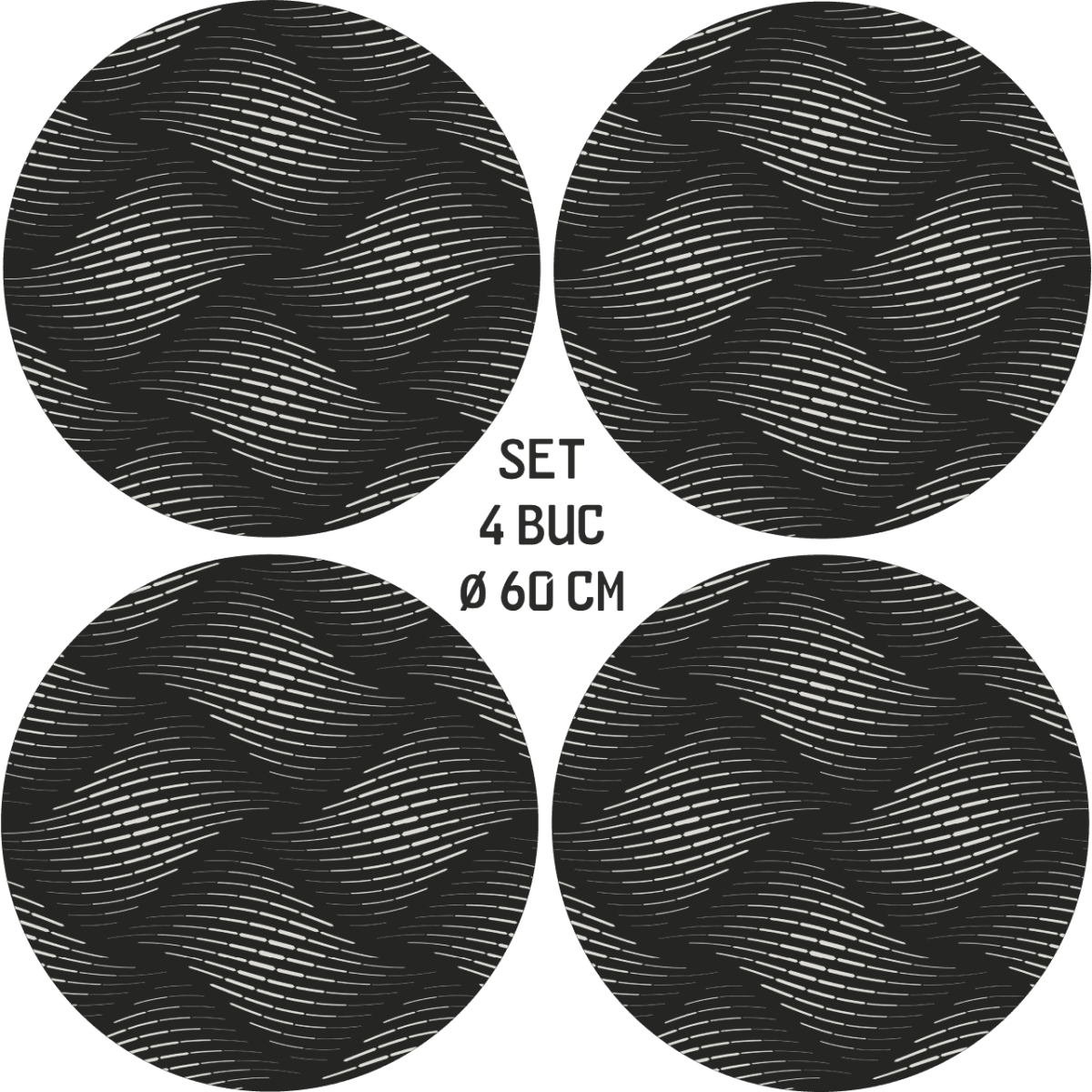 Set 4 Folii Imprimate Outdoor Cu Ecosolvent, Autoadezive, Pentru Decorarea Jantelor Auto, Dimetru 60 Cm, Model Fjt-23