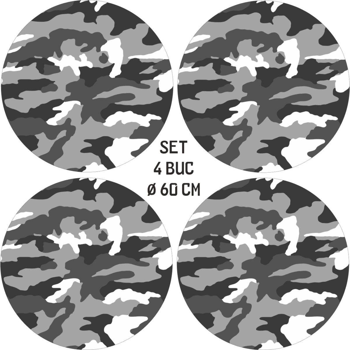 Set 4 Folii Imprimate Outdoor Cu Ecosolvent, Autoadezive, Pentru Decorarea Jantelor Auto, Dimetru 60 Cm, Model Fjt-24