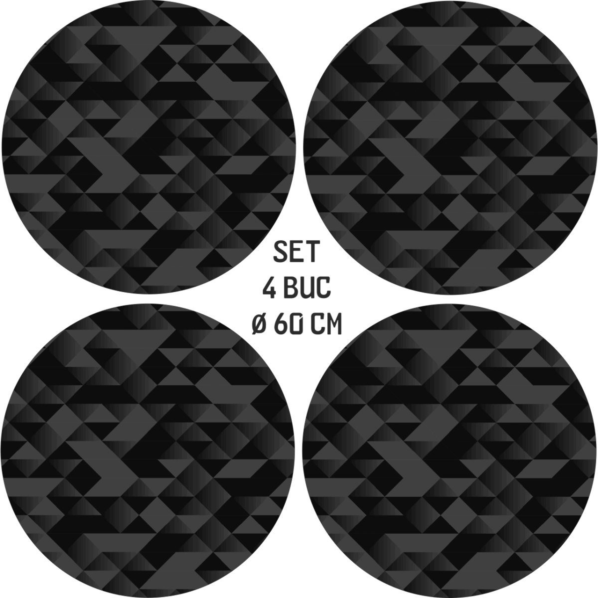 Set 4 Folii Imprimate Outdoor Cu Ecosolvent, Autoadezive, Pentru Decorarea Jantelor Auto, Dimetru 60 Cm, Model Fjt-25