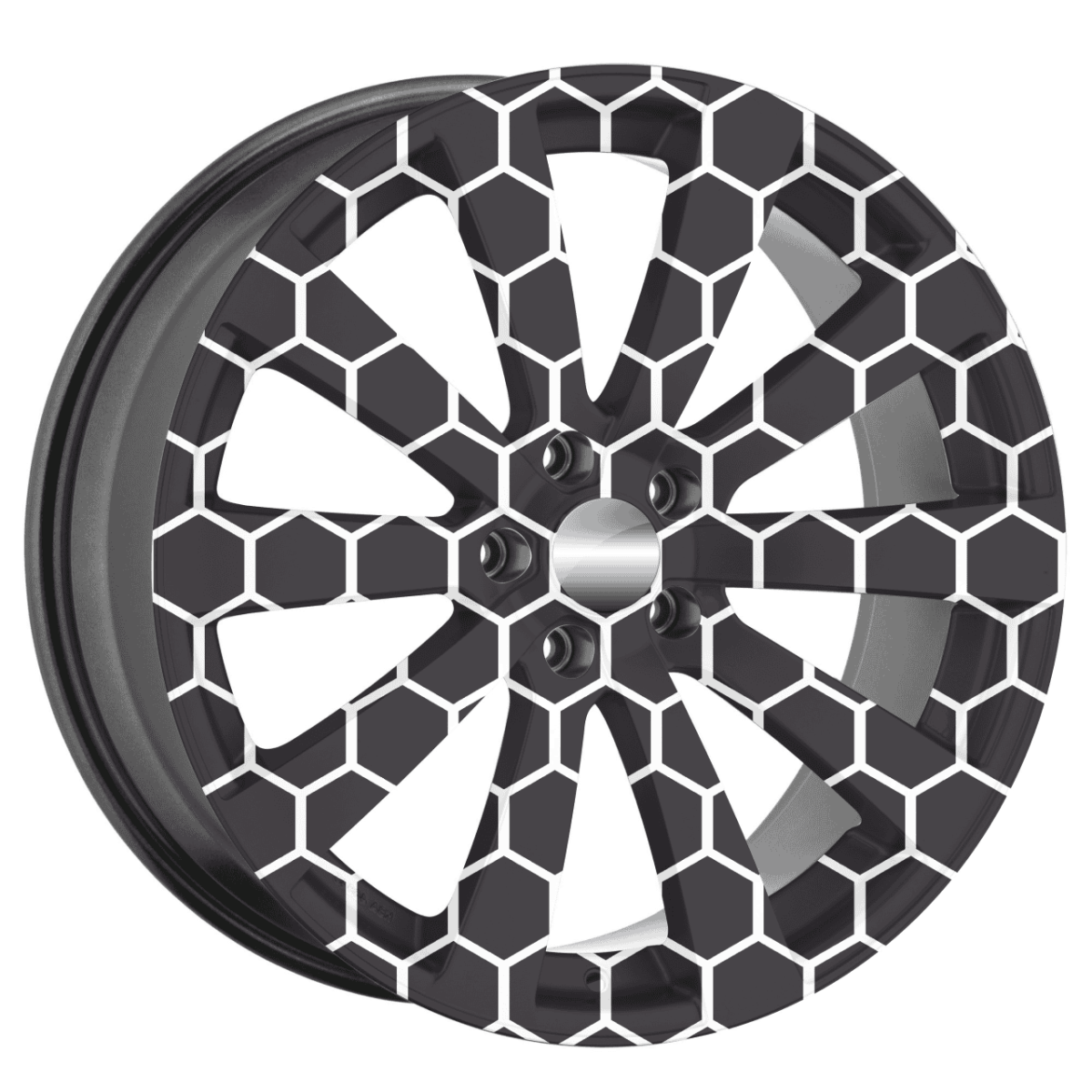 Set 4 Folii Imprimate Outdoor Cu Ecosolvent, Autoadezive, Pentru Decorarea Jantelor Auto, Dimetru 60 Cm, Model Fjt-26