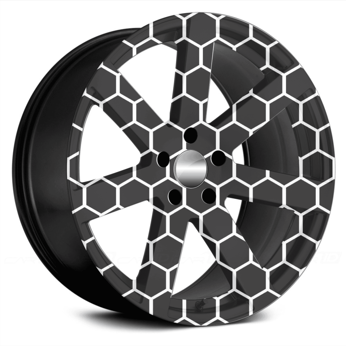 Set 4 Folii Imprimate Outdoor Cu Ecosolvent, Autoadezive, Pentru Decorarea Jantelor Auto, Dimetru 60 Cm, Model Fjt-26