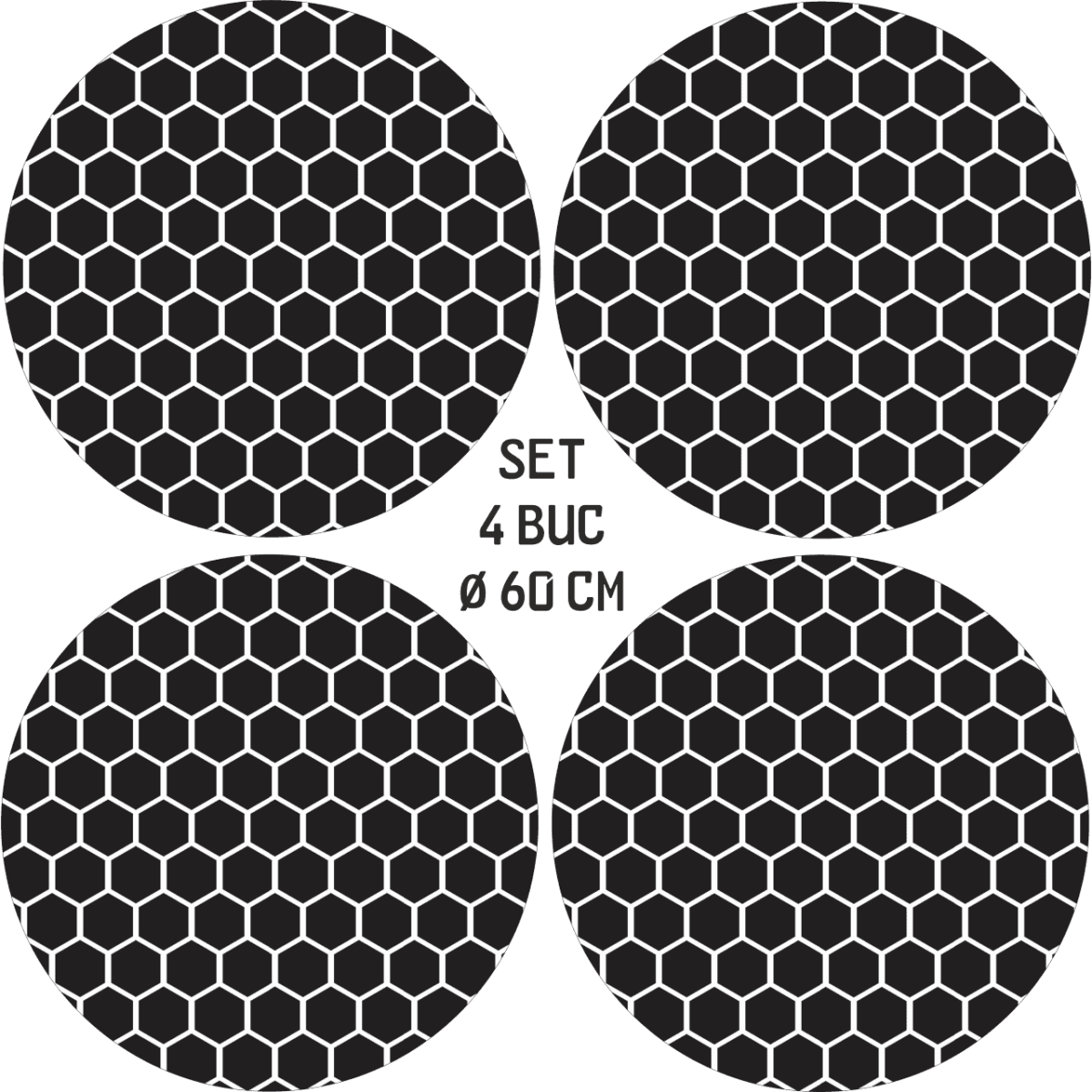Set 4 Folii Imprimate Outdoor Cu Ecosolvent, Autoadezive, Pentru Decorarea Jantelor Auto, Dimetru 60 Cm, Model Fjt-26