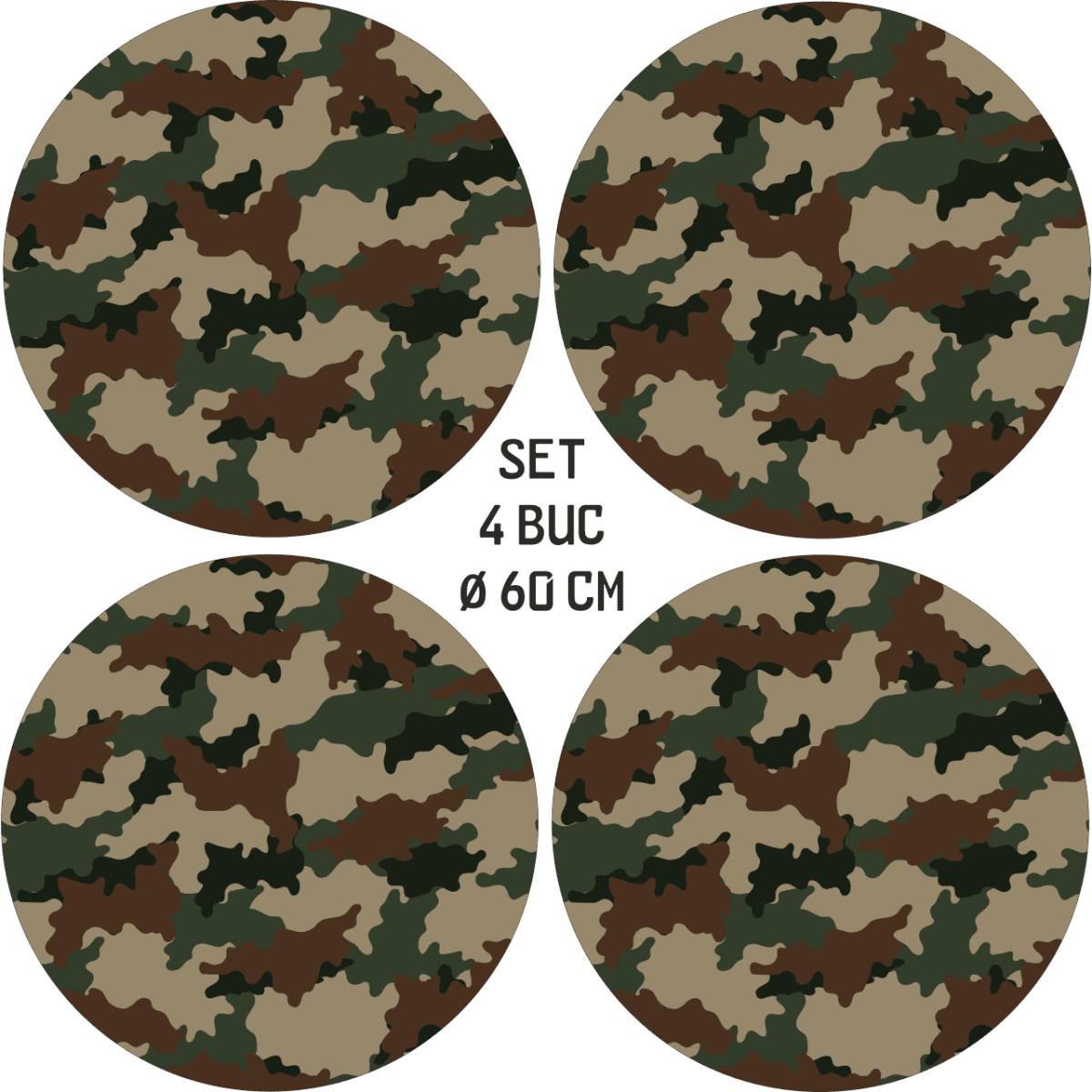 Set 4 Folii Imprimate Outdoor Cu Ecosolvent, Autoadezive, Pentru Decorarea Jantelor Auto, Dimetru 60 Cm, Model Fjt-27