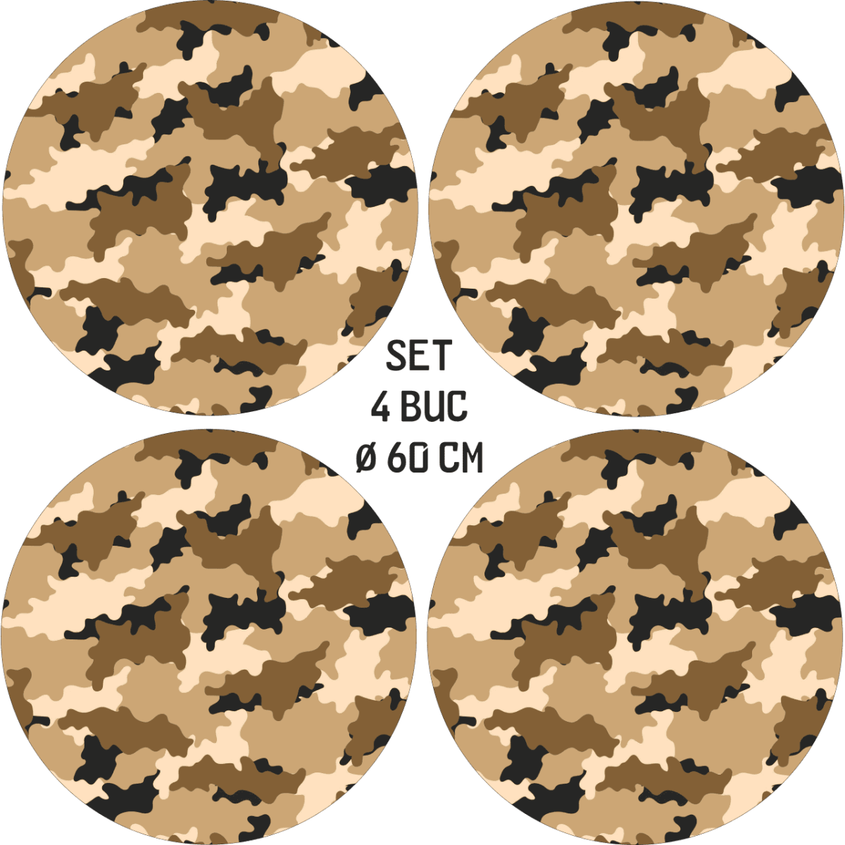 Set 4 Folii Imprimate Outdoor Cu Ecosolvent, Autoadezive, Pentru Decorarea Jantelor Auto, Dimetru 60 Cm, Model Fjt-28