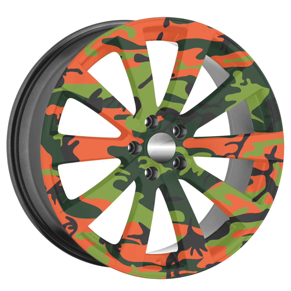 Set 4 Folii Imprimate Outdoor Cu Ecosolvent, Autoadezive, Pentru Decorarea Jantelor Auto, Dimetru 60 Cm, Model Fjt-29