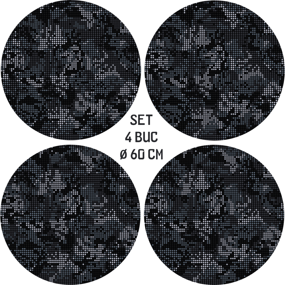 Set 4 Folii Imprimate Outdoor Cu Ecosolvent, Autoadezive, Pentru Decorarea Jantelor Auto, Dimetru 60 Cm, Model Fjt-31
