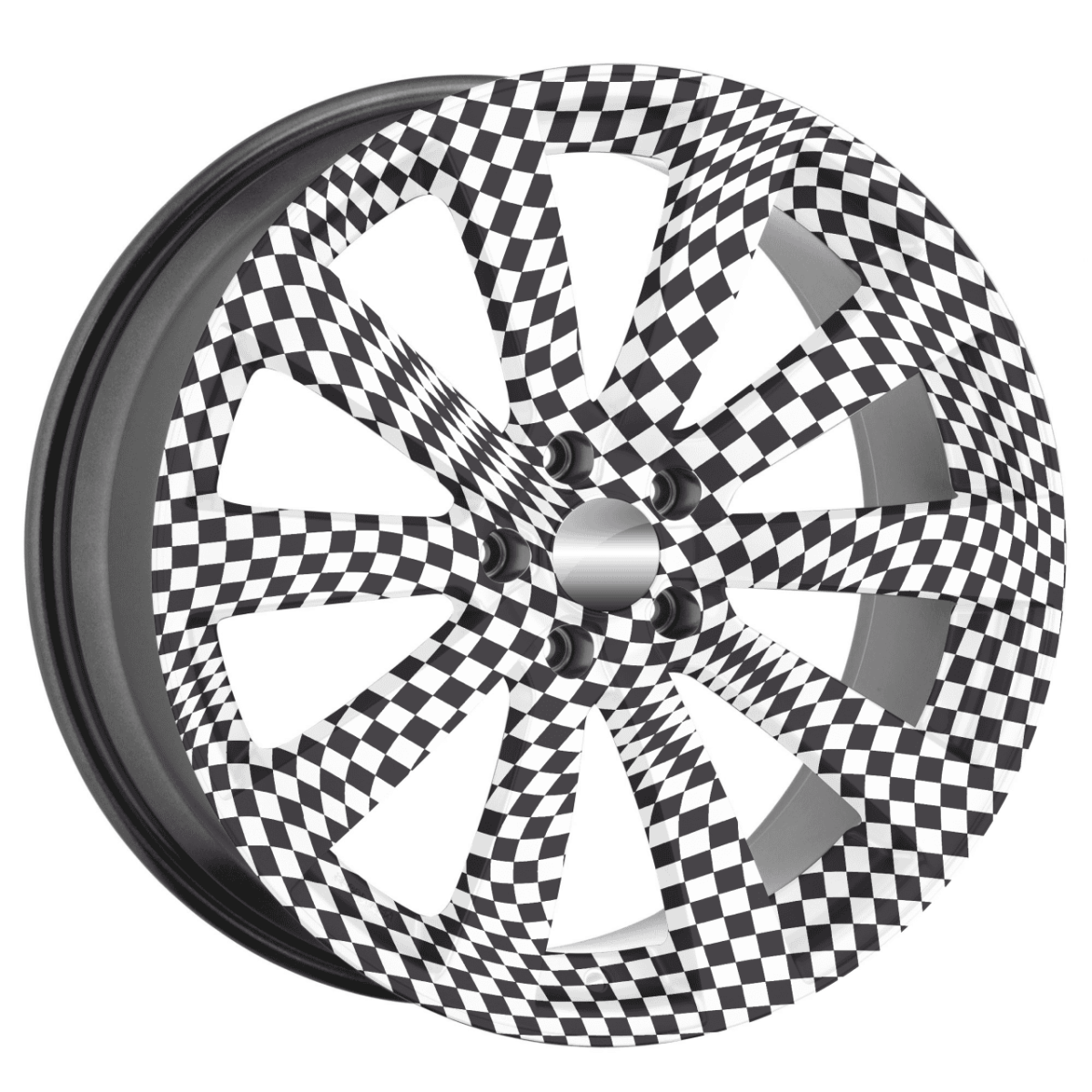 Set 4 Folii Imprimate Outdoor Cu Ecosolvent, Autoadezive, Pentru Decorarea Jantelor Auto, Dimetru 60 Cm, Model Fjt-32