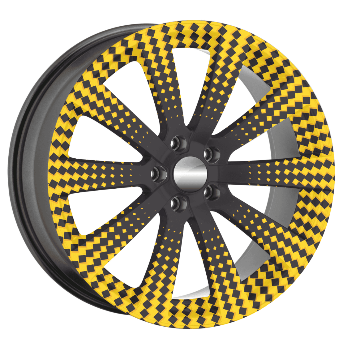 Set 4 Folii Imprimate Outdoor Cu Ecosolvent, Autoadezive, Pentru Decorarea Jantelor Auto, Dimetru 60 Cm, Model Fjt-40