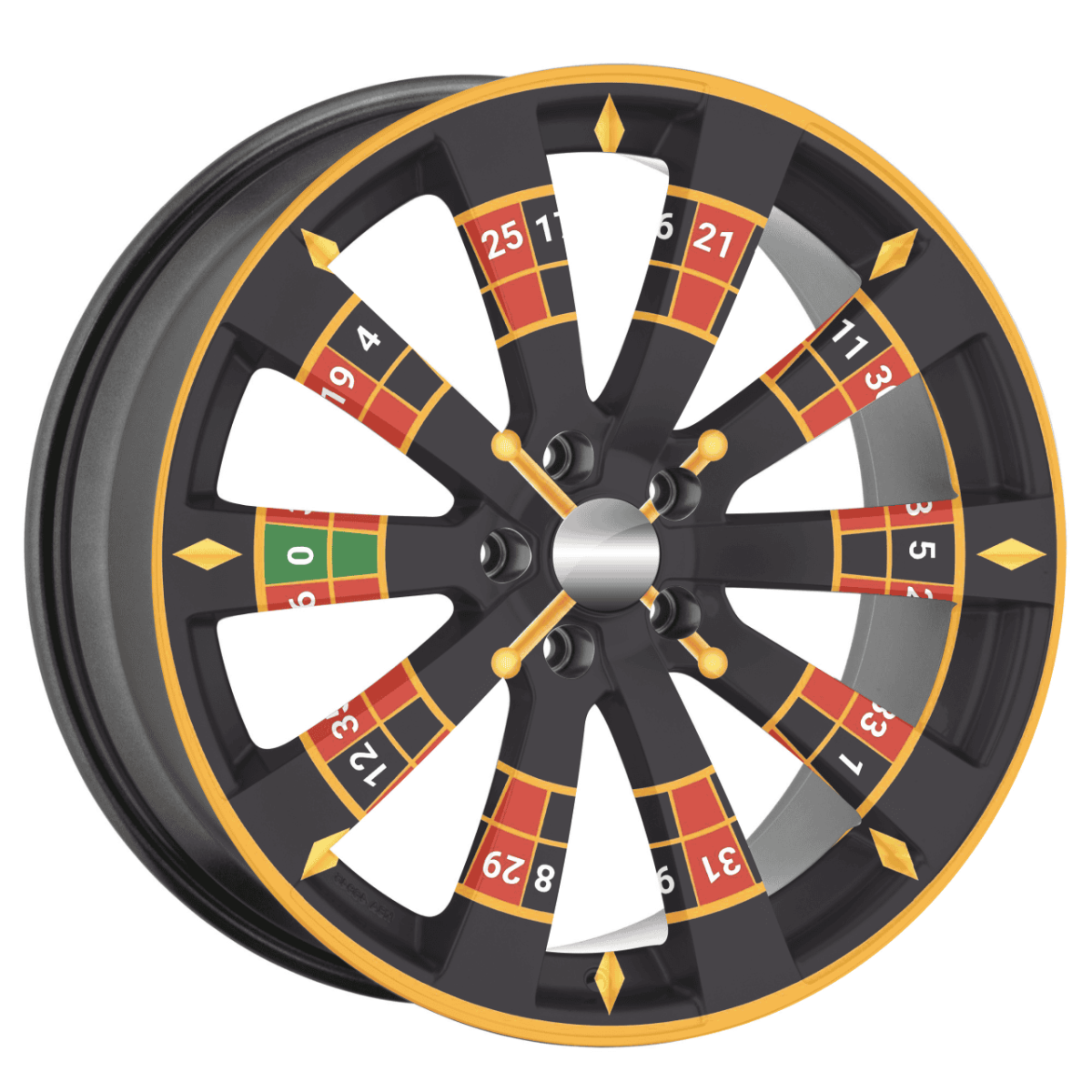Set 4 Folii Imprimate Outdoor Cu Ecosolvent, Autoadezive, Pentru Decorarea Jantelor Auto, Dimetru 60 Cm, Model Fjt-43