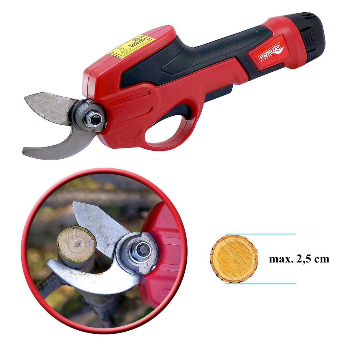 Foarfeca Electrica De Gradina, Cu Acumulator 1.5 Ah, Incarcator 7.2 V, Maner Telescopic, Strend Pro