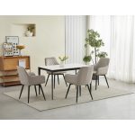 Scaun stil fotoliu bucatarie/living, Artool, Nana, rotativ, catifea, metal, bej inchis si negru, 56x61x83.5 cm - imagine 8