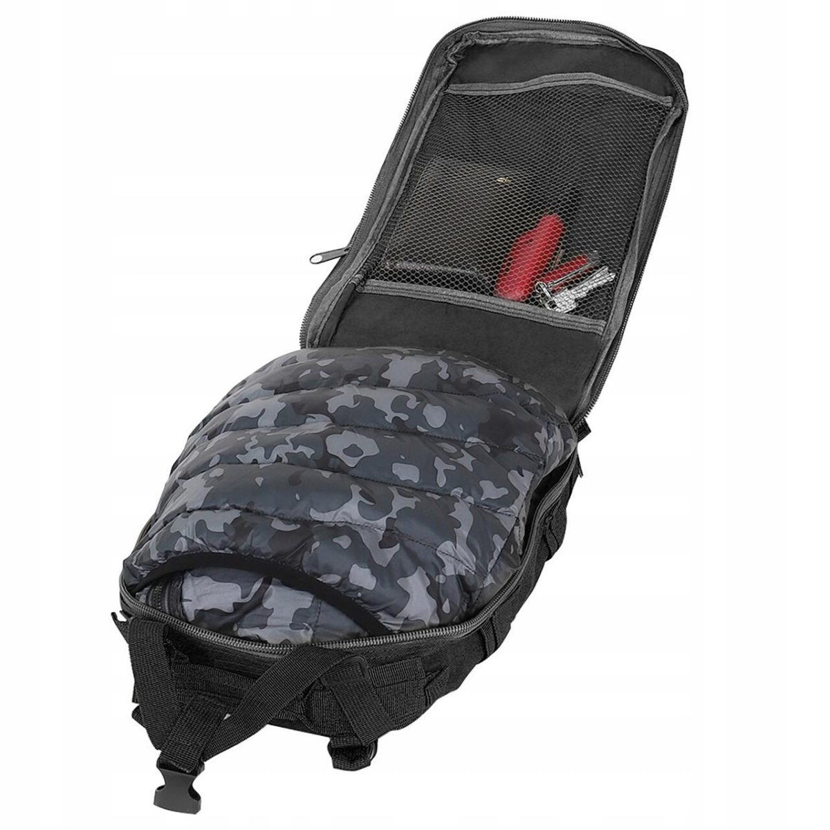 Ghiozdan/Rucsac Tactic, 5 Compartimente, Poliester 600D, Negru, 26 L, 28X16X44 Cm, Trizand