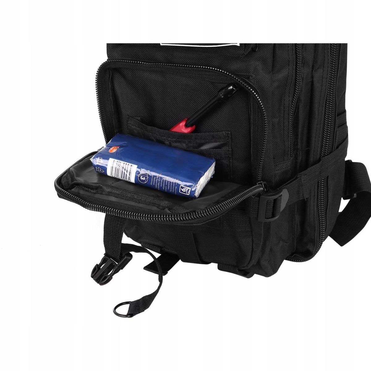 Ghiozdan/Rucsac Tactic, 5 Compartimente, Poliester 600D, Negru, 26 L, 28X16X44 Cm, Trizand