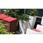 Set 2 ghivece de flori, Rato, imitatie ratan, inalte, 22.5×22.5×42 cm, alb, Prosperplast