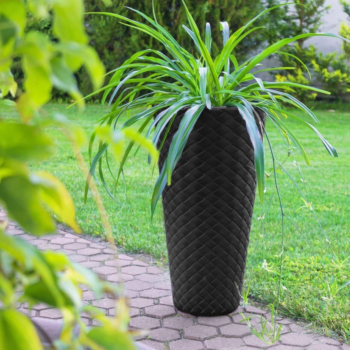Ghiveci Decorativ De Flori, Prosperplast, Matuba Slim, Rotund, Inalt, 55 Cm, Antracit