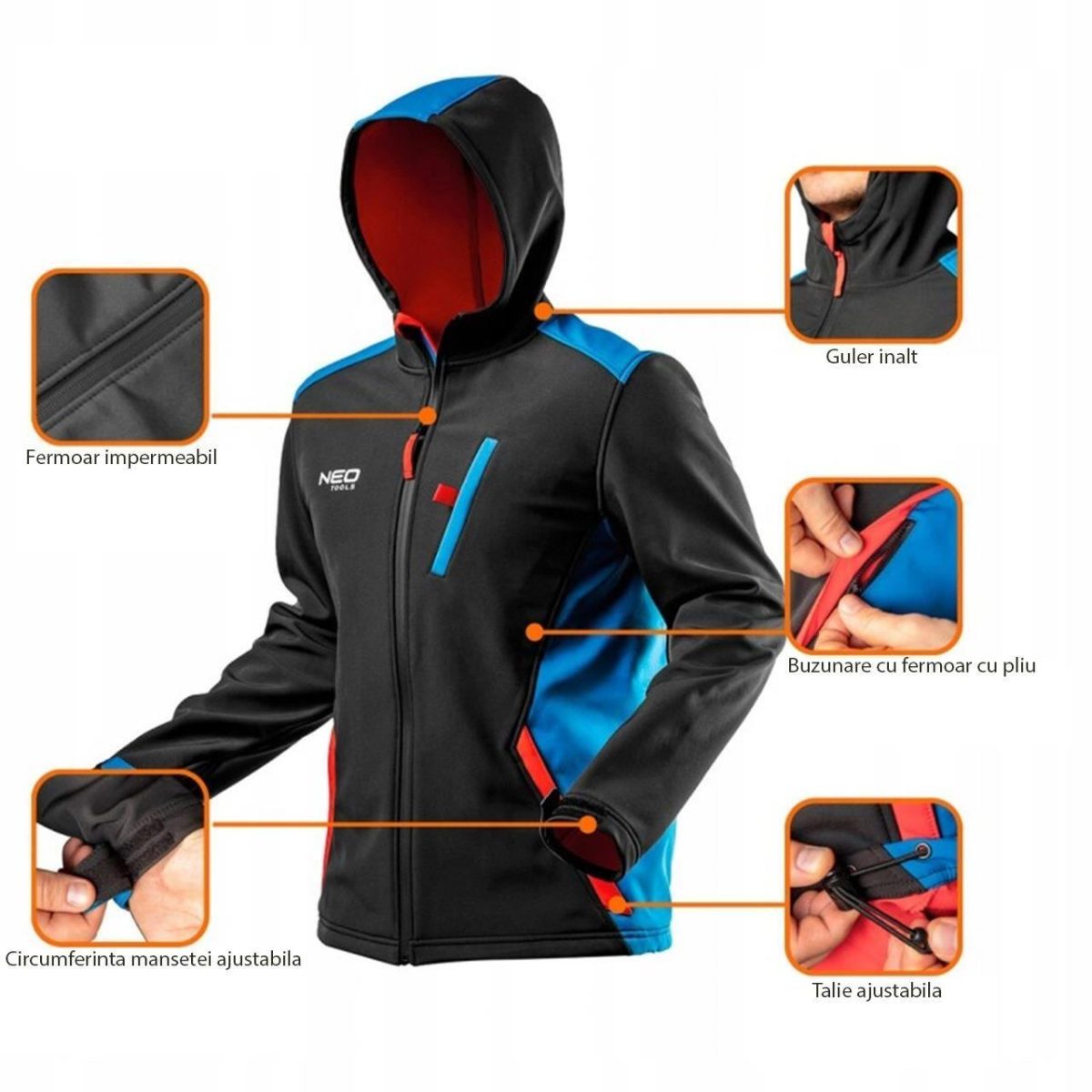 Hanorac Impermeabil Cu Gluga, Model Hd Plus, Marime S/48, Neo