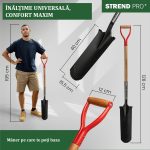 Set harlet, cazma, ingust, varf zimtat, maner lemn, 128 cm, cu manusi, RedShark - imagine 8