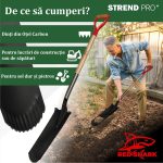 Set harlet, cazma, ingust, varf zimtat, maner lemn, 128 cm, cu manusi, RedShark - imagine 7