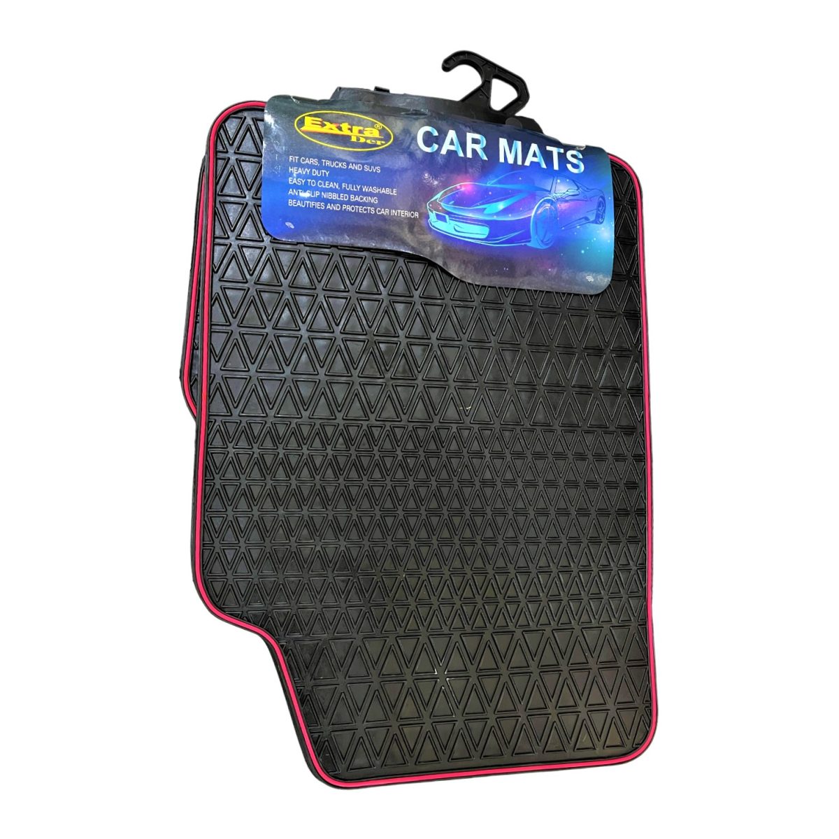 Covorase Auto Universale, Din Cauciuc Sintetic Moale, Culoare Neagra Cu Dunga Rosie
