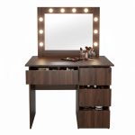 Masa de toaleta/machiaj, Irina, wenge, cu oglinda si LED-uri, 94x43x141 cm