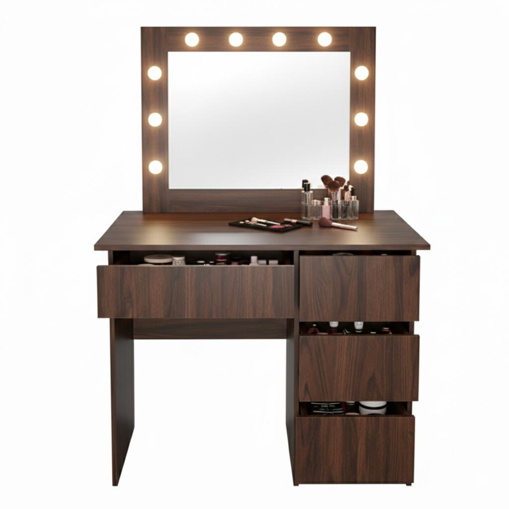 Irina-Wenge-2_square Masa de toaleta/machiaj, Irina, wenge, cu oglinda si LED-uri, 94x43x141 cm