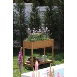 Jardiniera decorativa inaltata, cu raft inferior, lemn, 89x33x76 cm, Strend Pro
