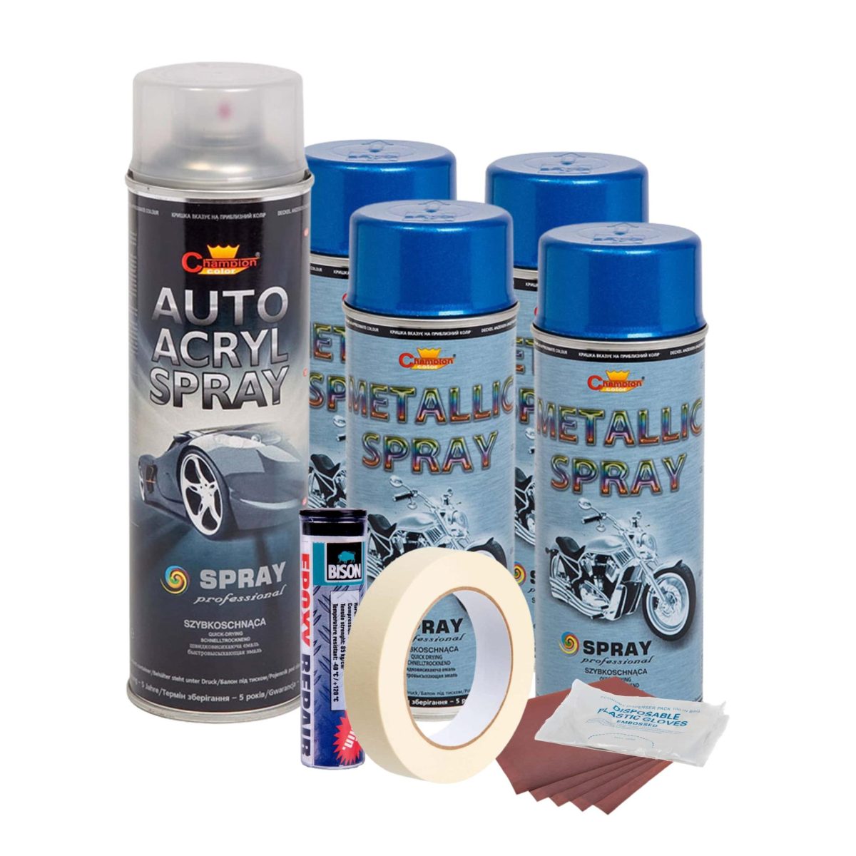Kit Complet Reparatie Si Vopsire Jante Culoare Albastru Metalizat, V4