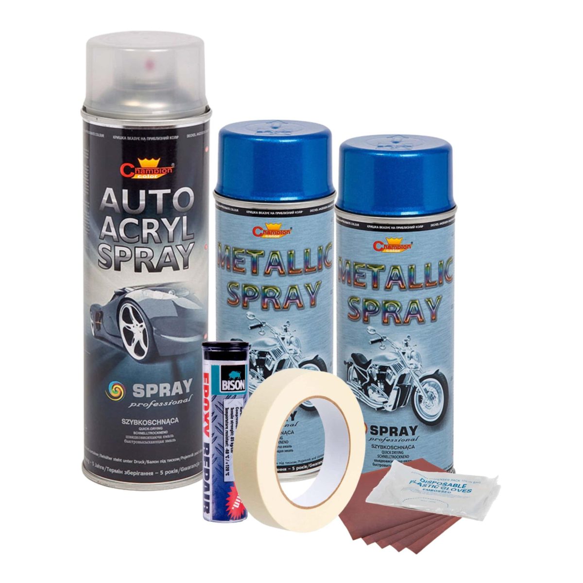 Kit Complet Reparatie Si Vopsire Jante Albastru Metalizat
