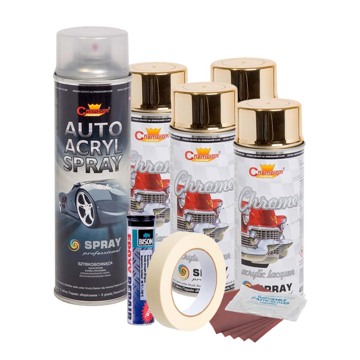 Kit Complet Reparatie Si Vopsire Jante Auriu Metalic