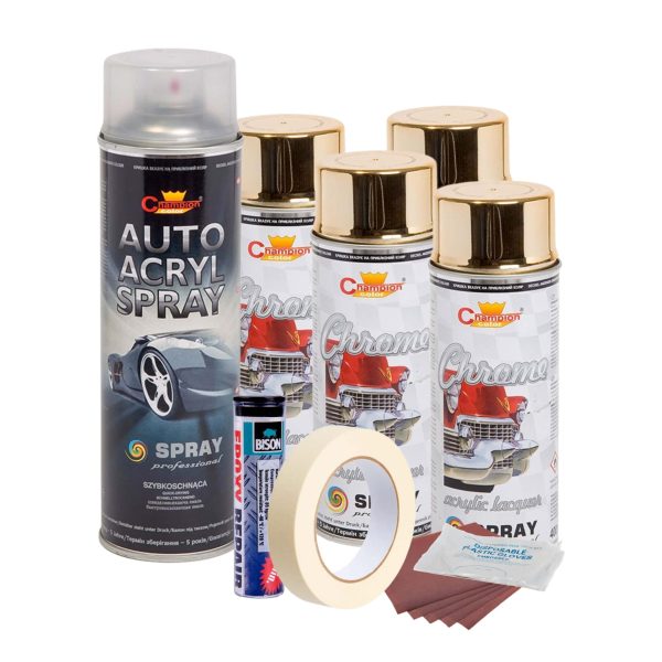 Kit complet reparatie si vopsire jante Auriu Metalic
