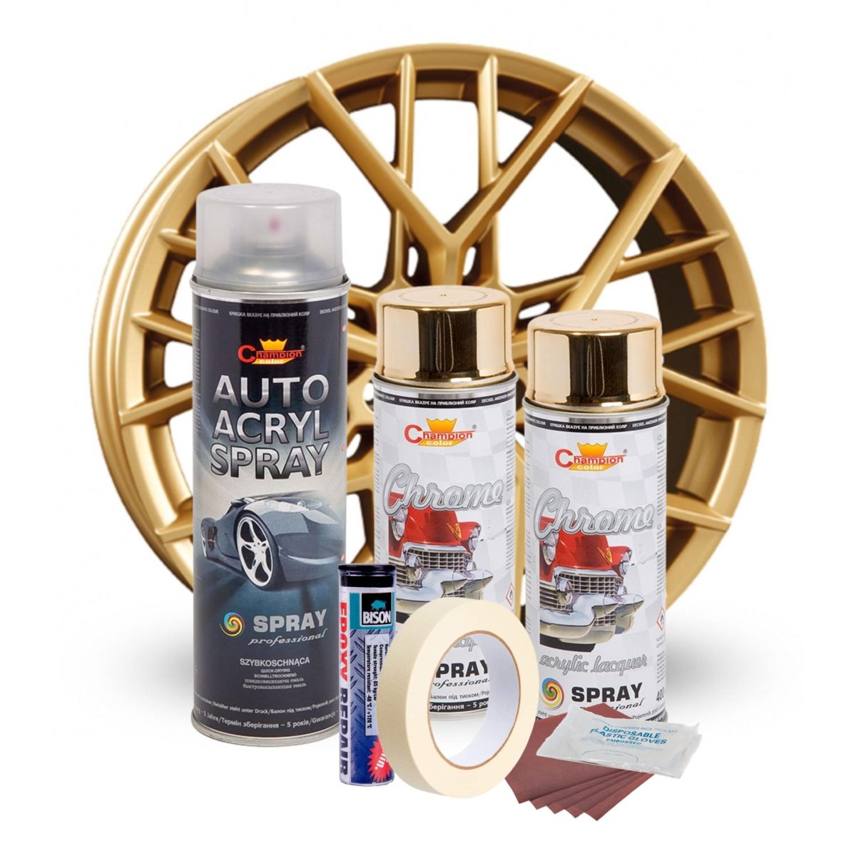 Kit Complet Reparatie Si Vopsire Jante Culoare Auriu Metalic, V2