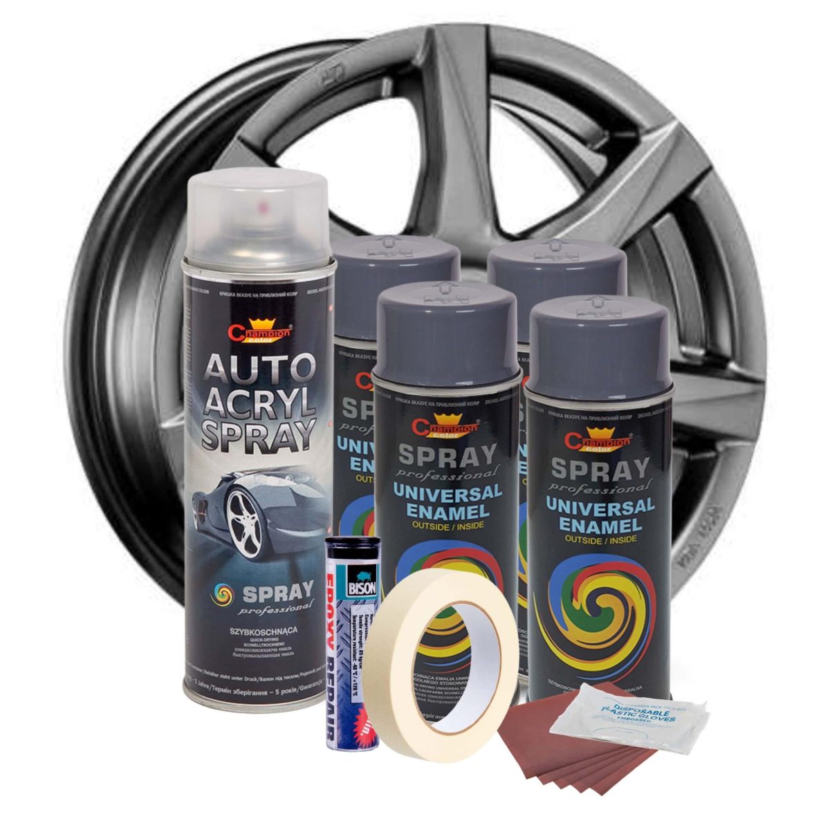 Kit Complet Reparatie Si Vopsire Jante Culoare Gri Inchis, V4