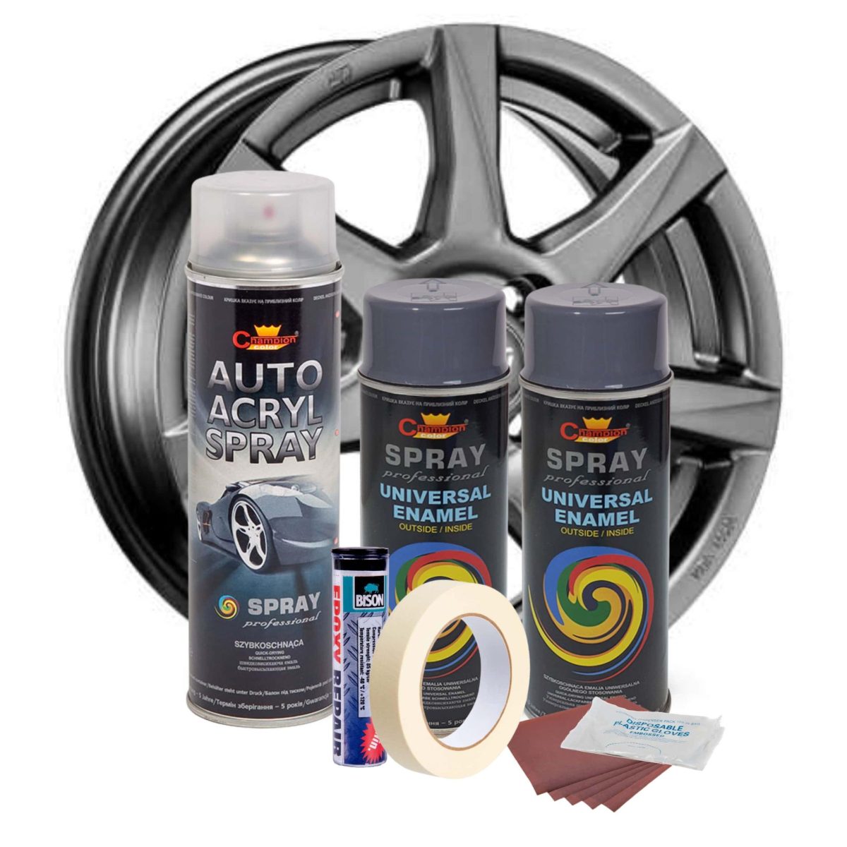 Kit Complet Reparatie Si Vopsire Jante Culoare Gri Inchis, V2