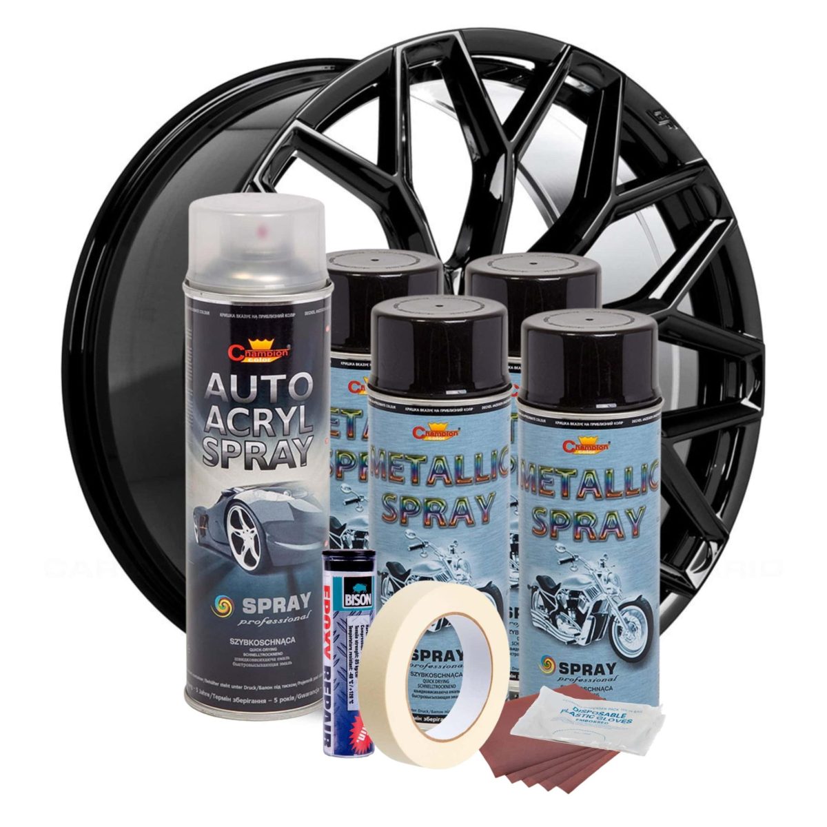 Kit Complet Reparatie Si Vopsire Jante Culoare Negru Metalizat, V4
