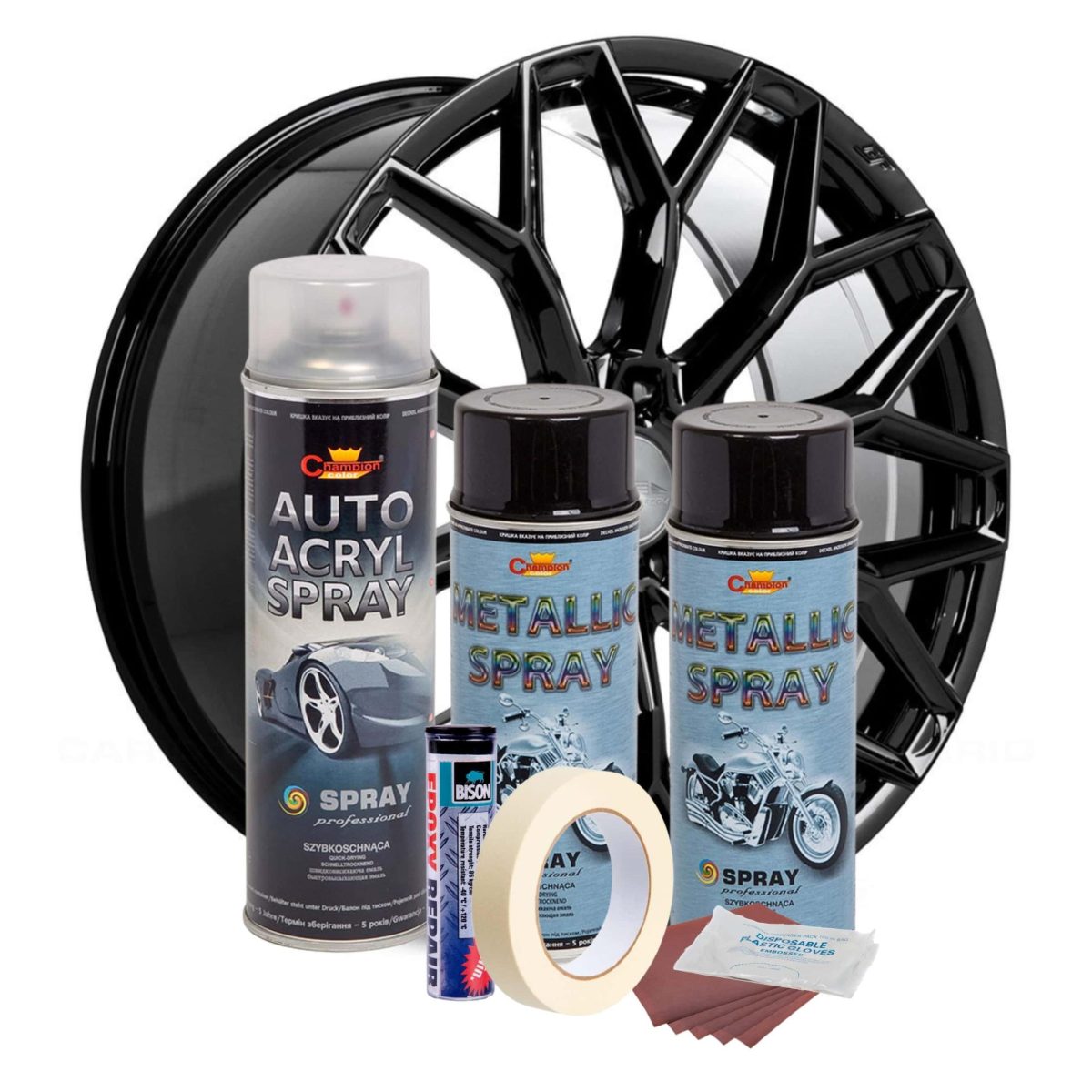 Kit Complet Reparatie Si Vopsire Jante Culoare Negru Metalizat, V2