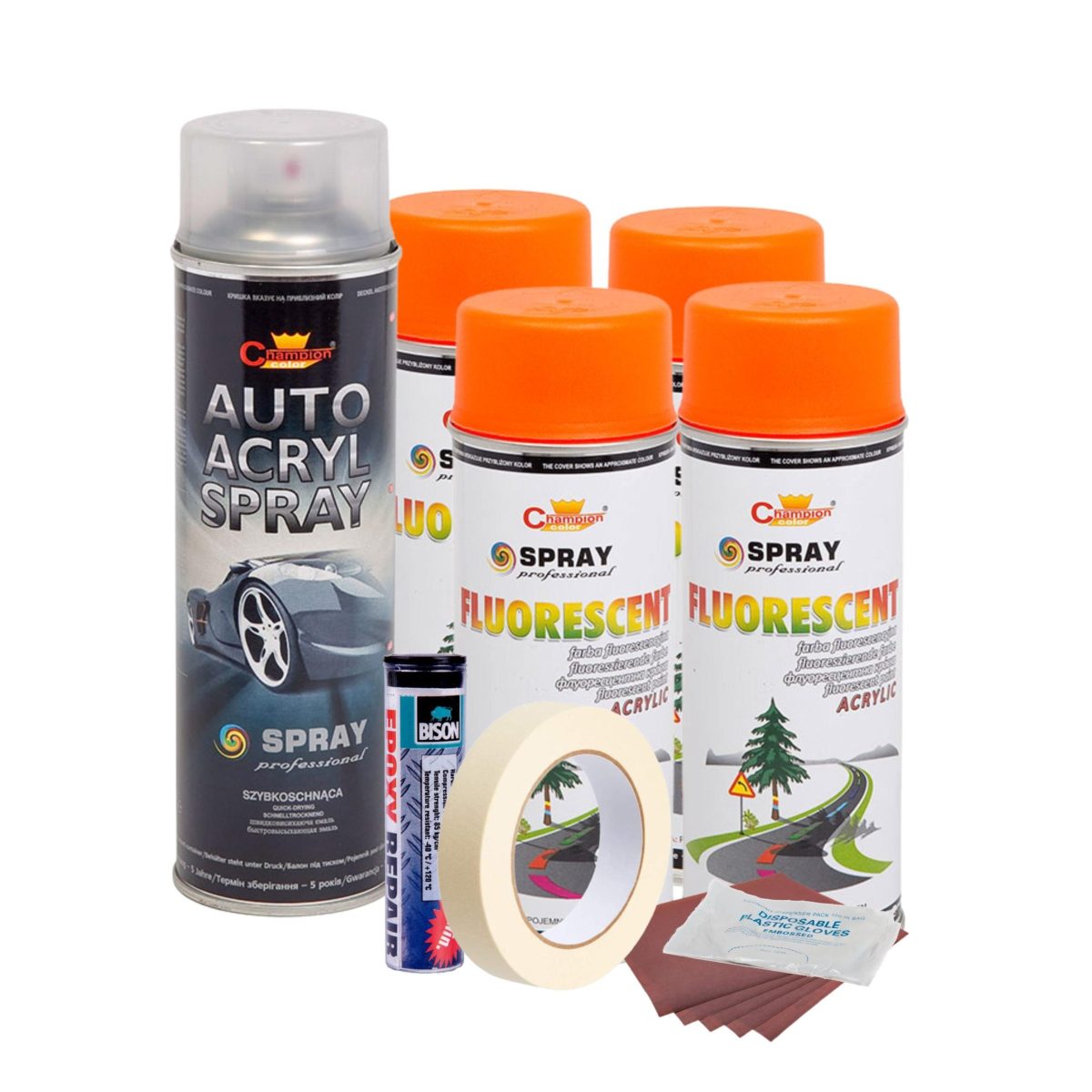 Kit Complet Reparatie Si Vopsire Jante Culoare Orange Fluorescent, V4