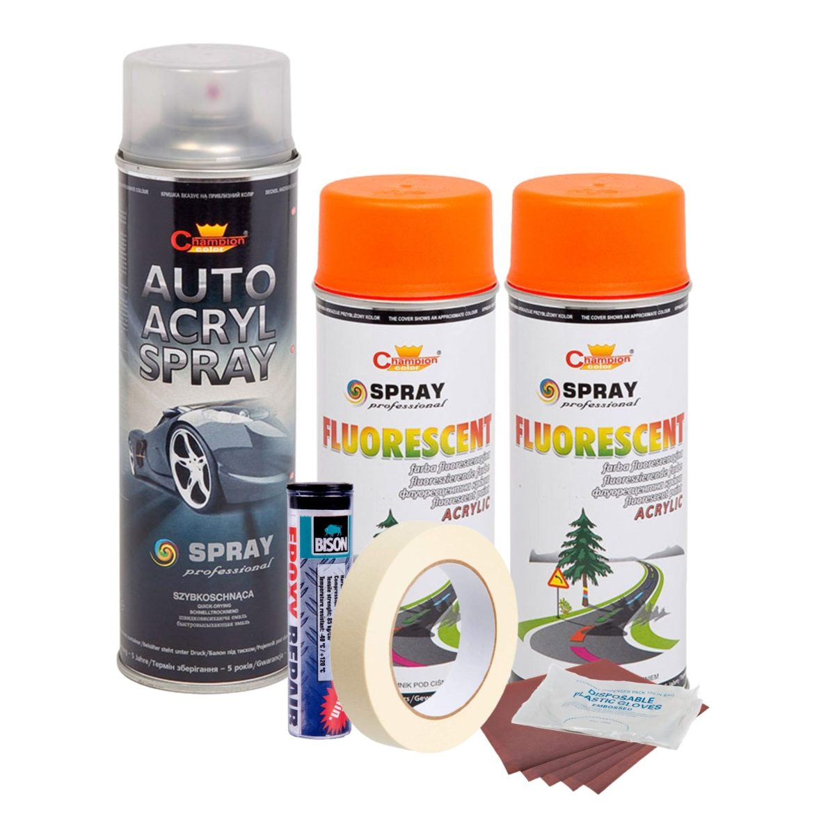 Kit Complet Reparatie Si Vopsire Jante Culoare Orange Fluorescent, V2