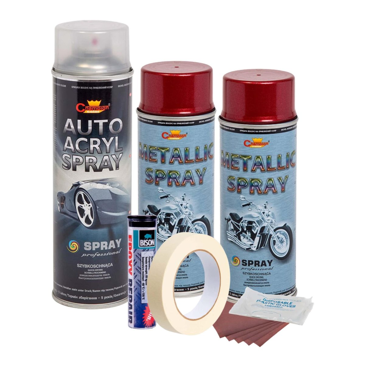 Kit Complet Reparatie Si Vopsire Jante Culoare Rosu Burgundy Metalizat, V2