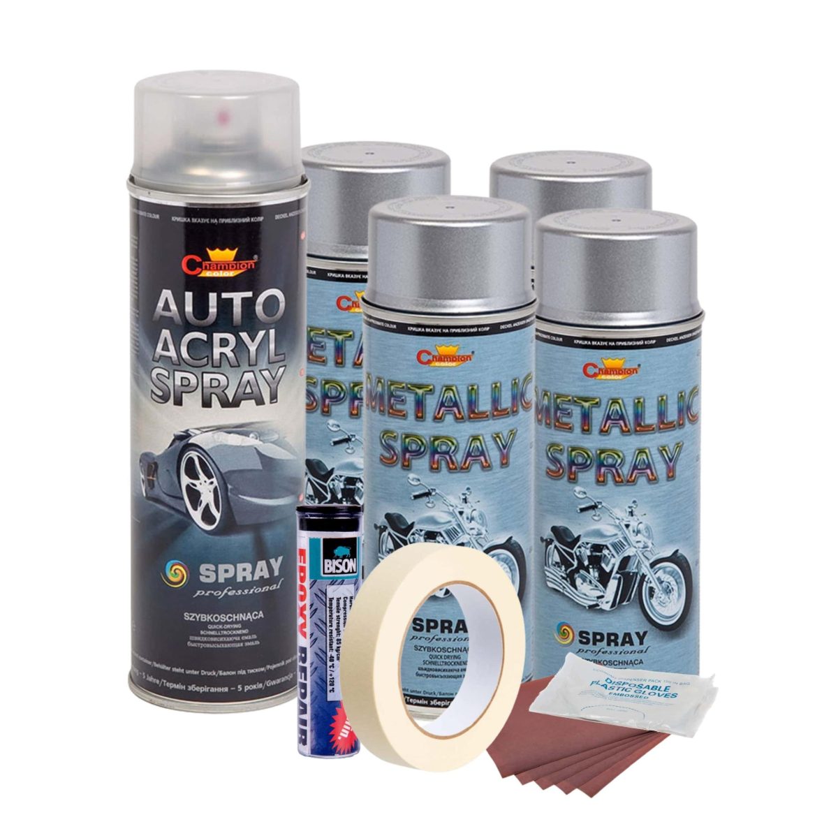 Kit Complet Reparatie Si Vopsire Jante Culoare Argintiu Metalizat, V4