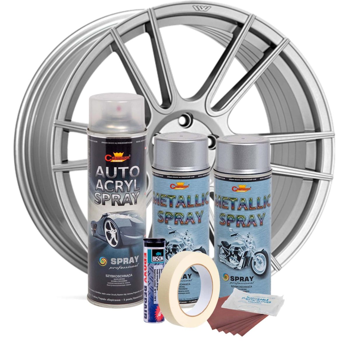 Kit Complet Reparatie Si Vopsire Jante Culoare Argintiu Metalizat, V2
