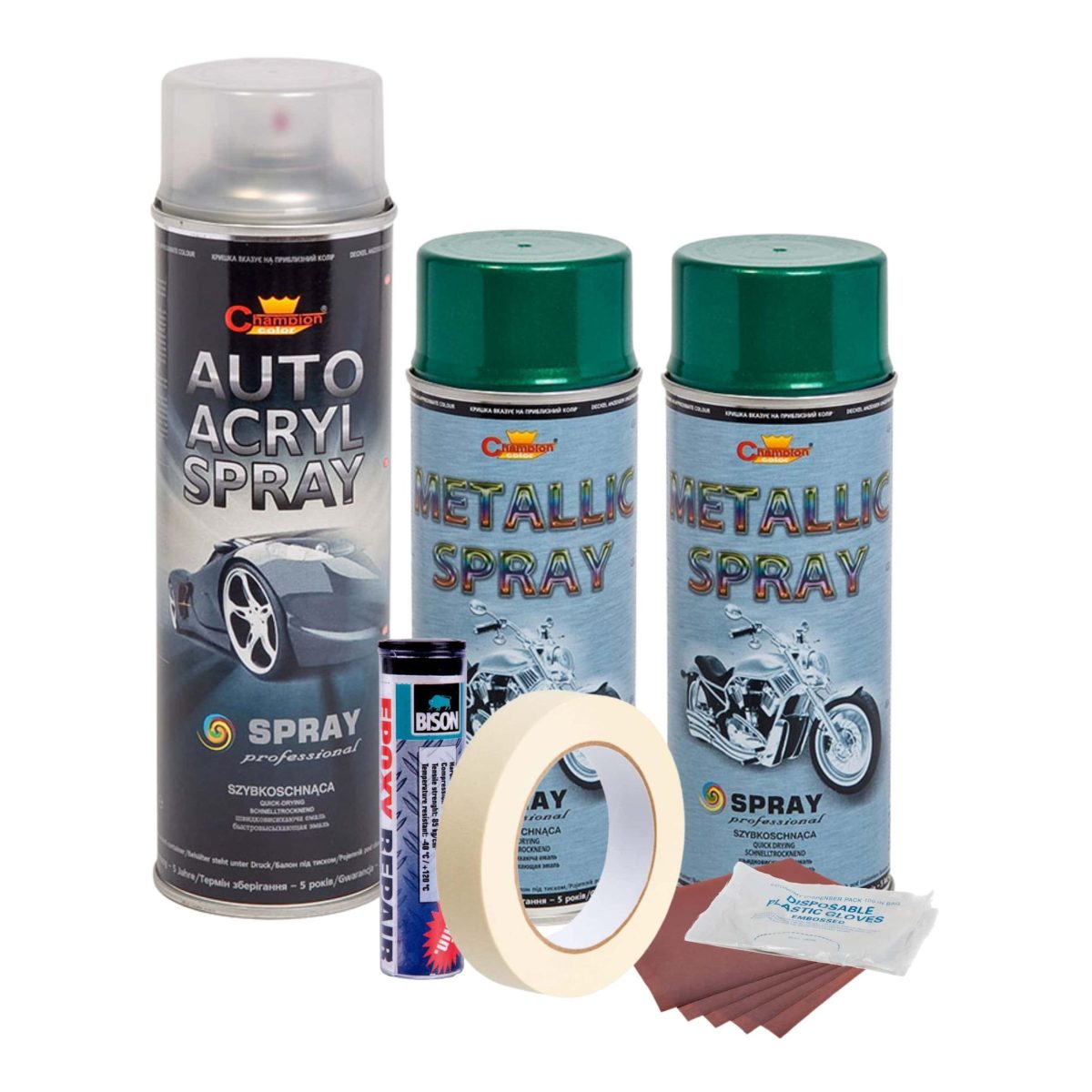 Kit Complet Reparatie Si Vopsire Jante Culoare Verde Metalizat, V2