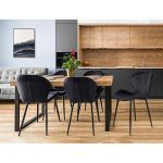 Scaun bucatarie/living, Jumi, Veira, catifea, metal, negru, 52x57x85 cm