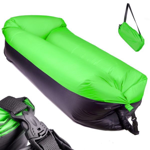 Saltea Autogonflabila Lazy Bag, 185 x 70cm, Negru Verde