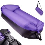 Saltea Autogonflabila Lazy Bag, 185 x 70cm, Negru Violet