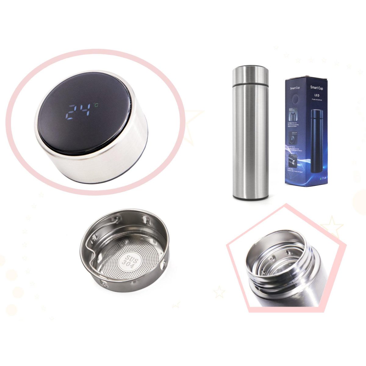 Recipient Termos Smart Cup Led, 500Ml, Cu Afisaj Temperatura - Imagine 4