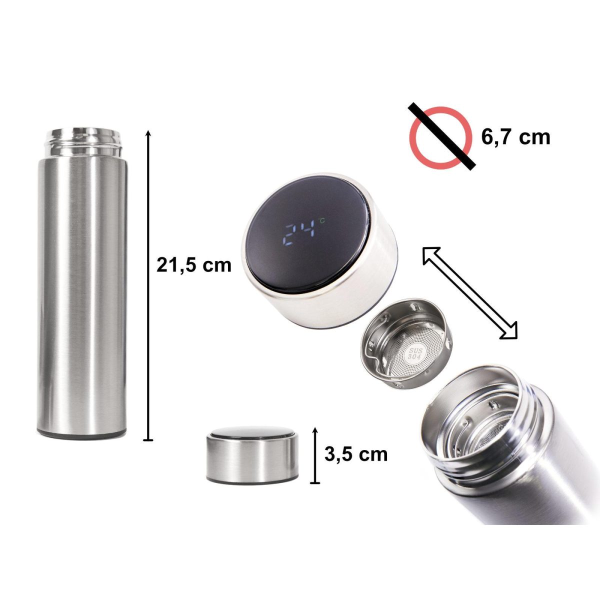 Recipient Termos Smart Cup Led, 500Ml, Cu Afisaj Temperatura - Imagine 5