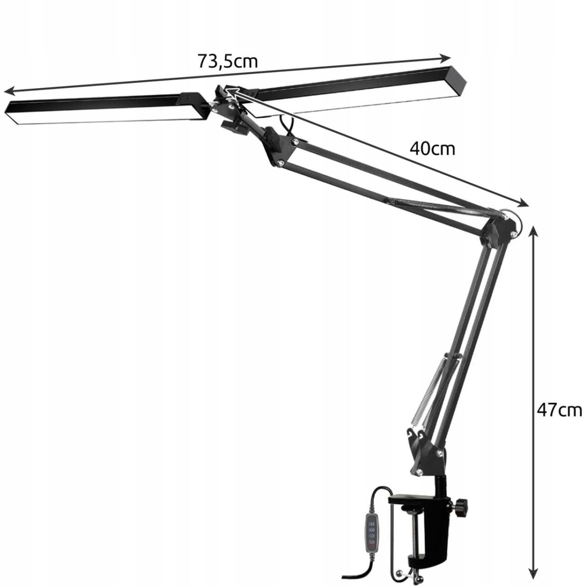 Lampa De Birou, 2 Surse Lumina Led, Cu Prindere Masa, Brat Flexibil, 3 Culori, Negru, 87 Cm, Izoxis