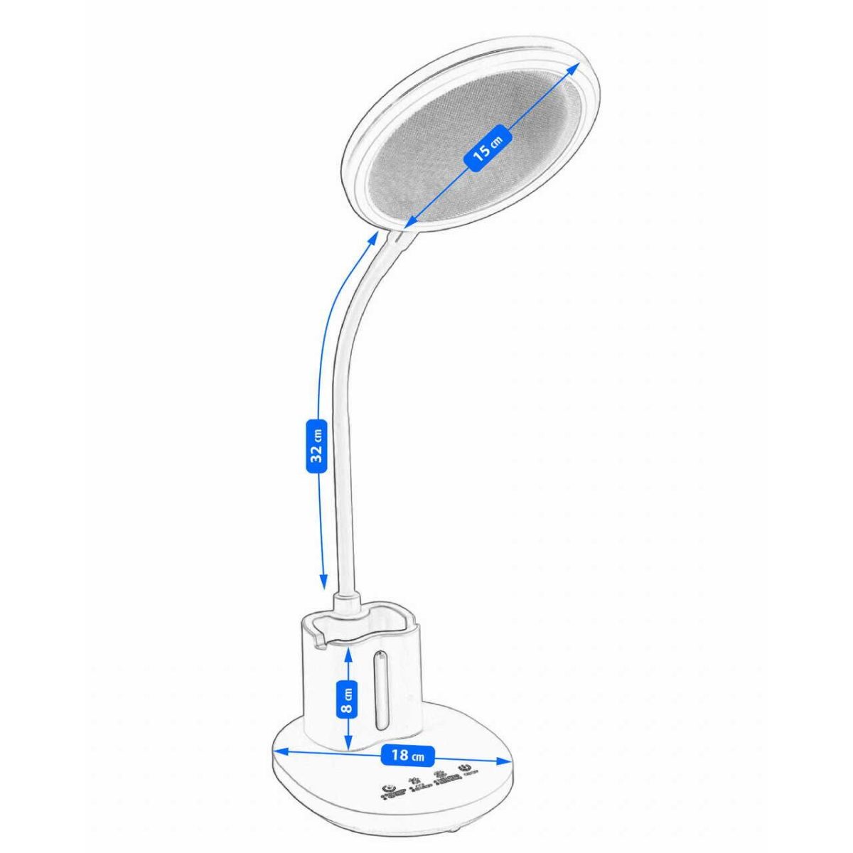 Lampa De Birou, Jumi, Lumina Led Reglabila, Brat Ajustabil, Alb, Cu Suport Pixuri Si Creioane, 41 Cm