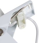 Lampa de birou cu clips, brat flexibil, 3 culori lumina, 10 niveluri, USB, alb, 45 cm, Izoxis